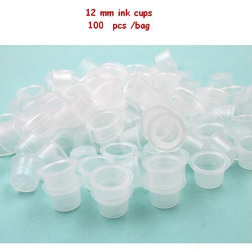 100PCS/Lot 12mm Middle Size Plastic Tattoo Ink Cup Tattoo Accessories for Tattoo Gun Needle Ink Tips