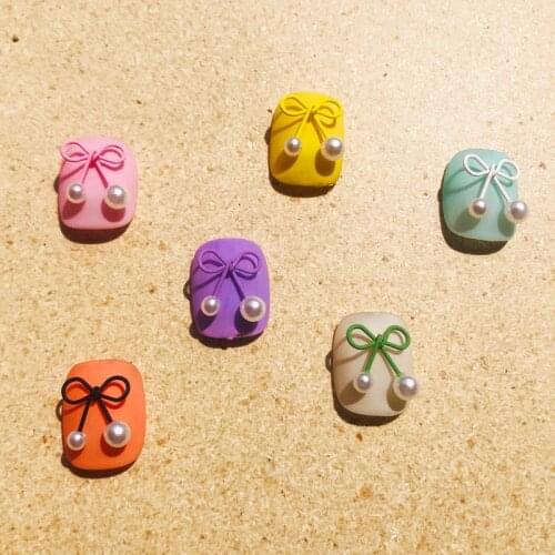 20pcs Pearl Bowtie Nail Jewelry Candy Color Alloy Spray Paint Bow Japanese New Nail Art Decoration