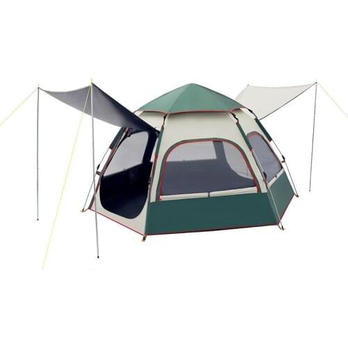 2021 New Automatic Camping Tent 3-4/5-6/8-10 Person Easy Setup Outdoor Tent Vinyl Sunscreen Family Travel Tourist Hexagon Tent