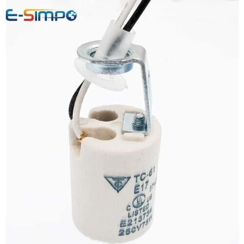 4pcs E17 Porcelain CFL Halogen Chandelier LED Lamp Bulb Base Light Socket Holder with Bracket Ceramic with 10cm Silicone Wire