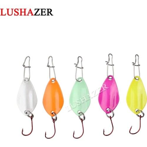 5pcs/lot LUSHAZER Fishing Spoon Bait 2g 25mm Metal Bait Carp Fishing Lures China Spinnerbait Wobbler Isca Artificial Fly Fishing