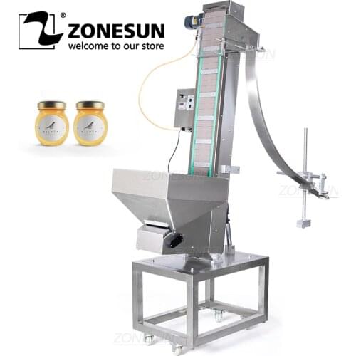ZONESUN Automatic Custom Plastic PET Bottle Bulk jar Cap Feeding Lifting Elevator Machine Conveyor Production Line