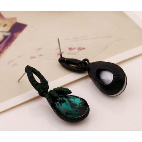 Bohemia Earrings Dark Green Bohemian Boho Vintage Charms Women Jewelry Retro Fashion Stone Rhinestone Geometric Dangle Charm