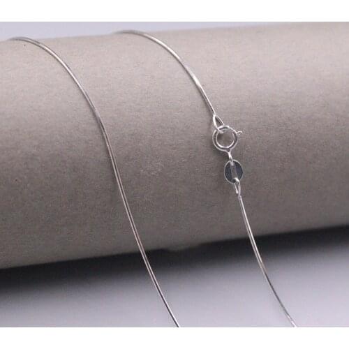Au750 Real 18K White Gold Chain Neckalce For Women Female 0.7mmW Thin Snake Chain Choker Gold Necklace 18''L 18K Gold Jewelry