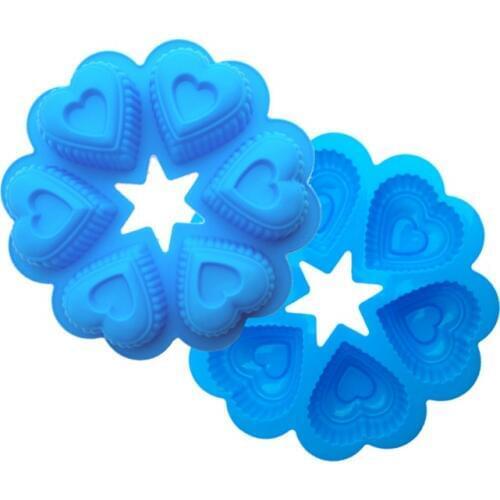 DIY Silicone Cake Mold Bakeware 6 Lattices Heart Shaped Love Cake Biscuit Pudding Mold Handmade Soap Mold B022