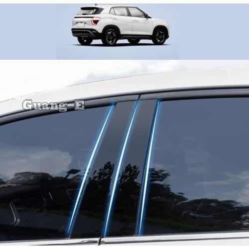For Hyundai IX25 2020-2021 2022 Car PC Material Pillar Post Cover Door Trim Window Piano Black Molding Sticker Plate