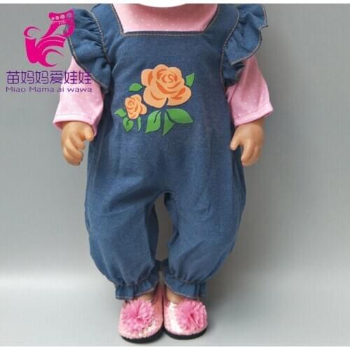 Jeans clothes for doll fits 43 cm baby dolls strap pants casual suits doll accessory kids gifts
