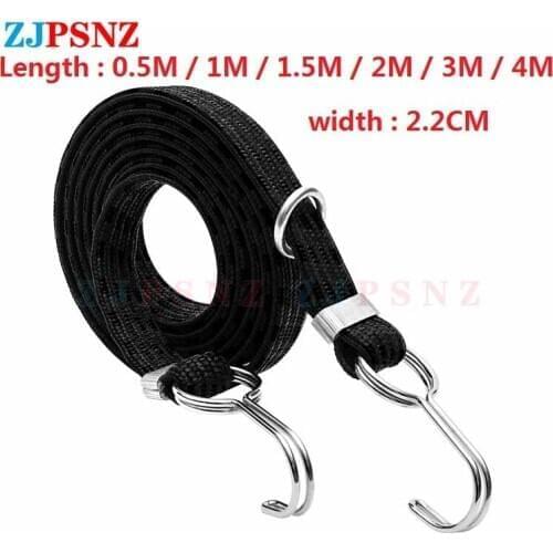 0.5/1/1.5/2/3/4M Elastic Rope Strap Retractable Helmet Luggage Strap With 2 Hooks For Motorcycle Bicycle Luggage Strap Black