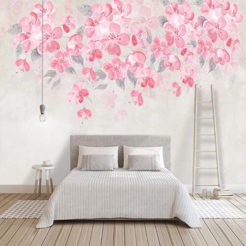 Photo Wallpaper Modern Watercolor Pink Flower 3D Stereo Flower Photo Wall Murals Living Room TV Self-Adhesive 3D Wall Stickers