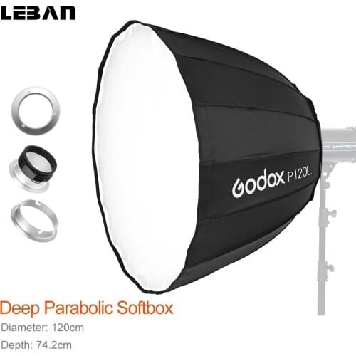 Godox P120L 120CM Deep Parabolic Bowens Mount Portable Softbox for Studio Flash Speedlite Reflector Photo Studio Softbox