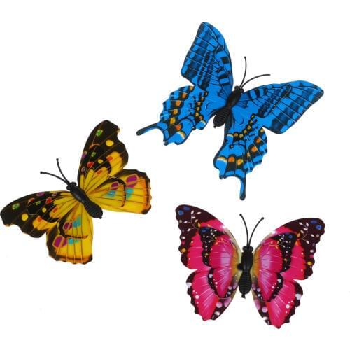 HHTL-20pcs 7cm 3D Artificial Butterfly Pin Clip Double Wing for Home Christmas Wedding Decoration, Colors Randomly Send