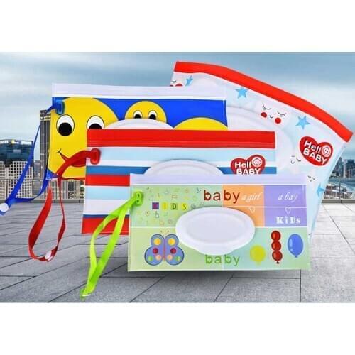 Clutch and Clean Wipes Carrying Case Eco-friendly Wet Wipes Bag Clamshell Cosmetic Pouch Easy-carry Snap-strap Wipes Container