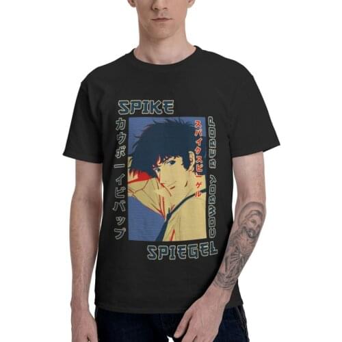 Cowboy Bebop Tshirt Men Novelty Tee Tops 100% Cotton T Shirts Short Sleeve Anime Space Spike Spiegel T-shirt Gift Idea Clothing