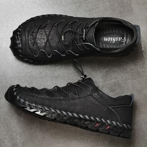 Summer Sports Genuine Leather Shoes European Station Trendy Shoes Mens Shoes A Pedal Casual British Board Shoes Wild Cowhide