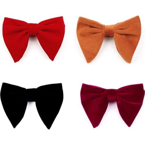Men Solid Color Velvet Oversized Bowtie Wedding Party Tuxedo Business Bow Tie