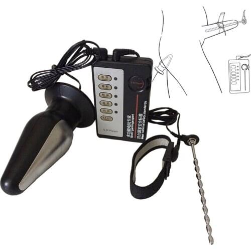 Medical Themed Toys Kit Electric Shock Huge Butt Anal Plug Penis Rings Electro Shock Urethral Sounds Sex Toys For Men Sex Shop