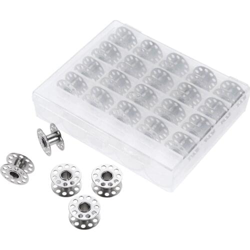 Hicello 25pcs Metal Bobbins Spools with storage box 2cm Craft Tool fit Sewing Machine Brother/Babylock/Janome/Kenmore/Singer