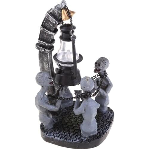 Four Skulls with LED Lights Halloween Table Lamp Horror Chain Zombie Lights Bedroom Bedside Resin Night Light Creative Desktop