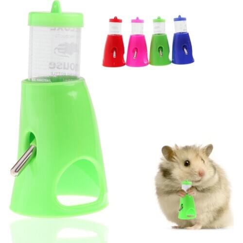 2021 New 2 in 1 Hamster Water Bottle Holder 80ML Dispenser With Base Hut Small Pet Nest