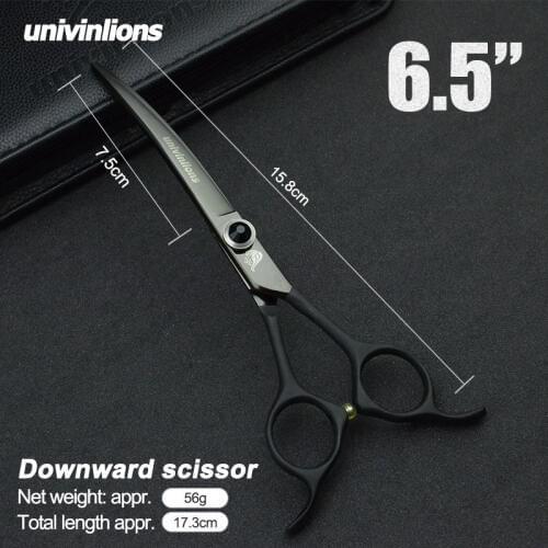 6.5" Pet Dogs Gromming Scissors Down Curved Shears Sharp Edge Animals Cat Hair Cutting Stainless Steel Barber Cutting Tools
