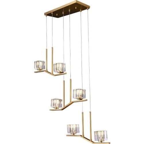 Dining room lamp dining table modern minimalist atmosphere all copper light luxury designer crystal personality chandelier