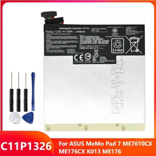 Original Replacement Phone Battery C11P1326 For ASUS MeMo Pad 7 ME7610CX ME176CX K013 ME176 Rechargable Batteries 3910mAh