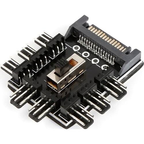 Fan Hub Board PC Computer SATA 1 To 8 Multiplexer Cooling Fan Hub 3 Pin Power Socket PCB Adapter 2 Liquid Level Speed Controlle