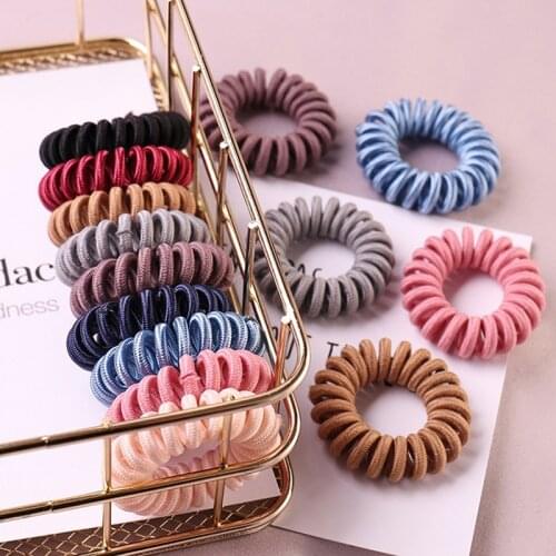 2/10PCS Telephone Wire Elastic Hair Band Rope Scrunchies Ponytail Hair Hoop Colorful Rubber Headhoop Holder Hairwear Accessories