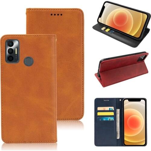 Luxury Business Leather Case For Tecno Spark 7 Spark7 KF6j KF6i 6.5" 2021 Back Flip Phone Wallet Cover Magnetic Stand Book