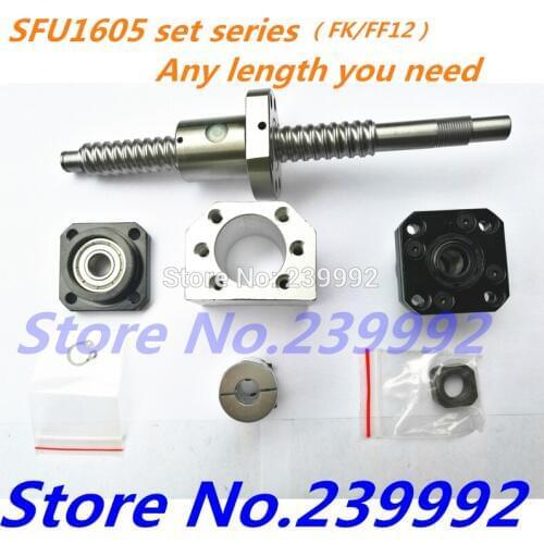 SFU1605 set : SFU1605 rolled screw C7 with end machined + 1605 ball nut + nut housing+FK/FF12 end support + coupler RM1605