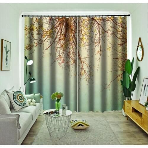 Modern Blackout Curtains For Living Room brief Branches Photo Kids Room Curtain Decor 3D Blackout Window Drapes