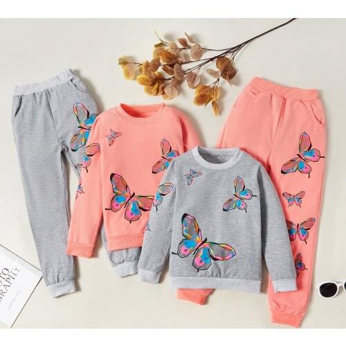 PatPat Stylish Butterfly Print Sweatshirt and Pants