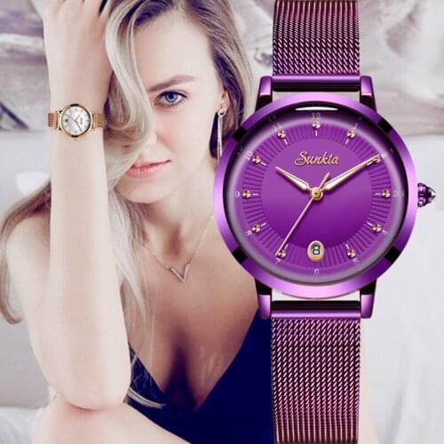 SUNKTA Luxury Women Watches Mesh belt Female Clock Quartz Wristwatch Fashion Ladies Watch Women reloj mujer relogio feminino