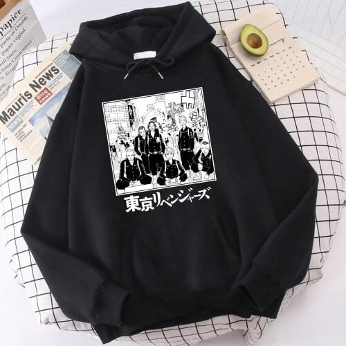 Sweatshirt Black Tokyo Revengers Characters Printing Man Hoody Fashion Harajuku Men Punk Hoodie Long Sleeve Brand Mens Hoodies
