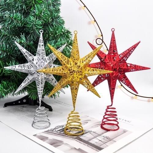 1PCS Christmas Ornaments Metal Iron Meteor Christmas Tree Top Star Window Pendant Shopping Center Home Decoration