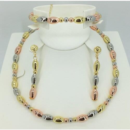 High quality Italian gold colored jewelry for womens African bead jewelry jewelry fashion necklace earrings bracelet jewelry