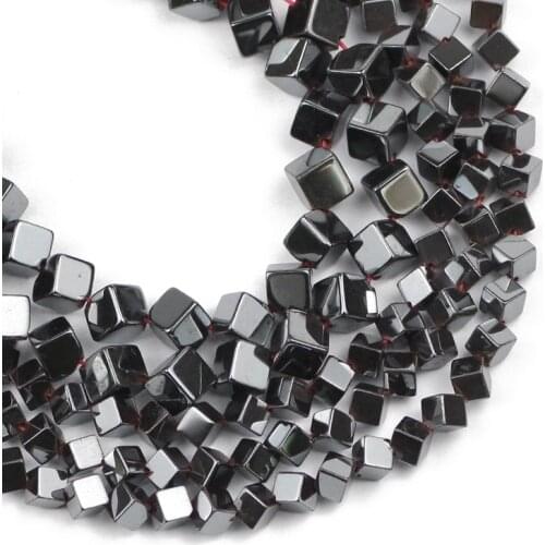YHBZRET Diagonal Cube Natural Stone Square Black Hematite Spacer Loose Beads For Jewelry Making DIY Bracelet accessories 4/6MM