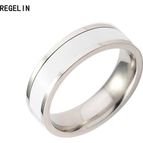 REGELIN 2017 black and white ceramic 316L Stainless Steel finger rings for women/men wholesale
