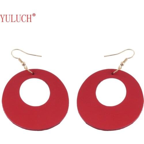 YULUCH 2018 Fashion Newly Launched Cork Hollow Round Drop Earrings for Womens Five Colors Elegant Jewelry Wedding Party D006