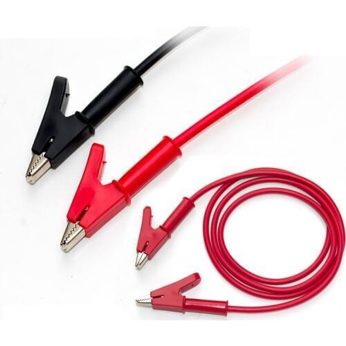 1pair 1m Copper Alligator Clip black&red Test Lead Crocodile Clip Lab Test Cable to 4.0mm Banana Plug 15A for Multimeter