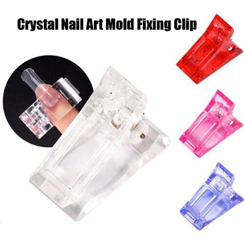 1PC Nail Crystal Nail Mold Fixing Clip ABS, Clear/Pink/Red/Blue 3.5*2.8*3.6CM Nails Accessories Tools Manicure#TC01