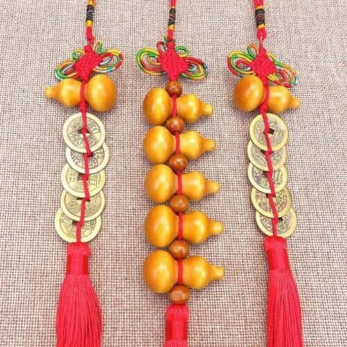 1Pc Lucky Charm Chinese Knot Ancient Coin Gourd Pendant Car Home Decoration