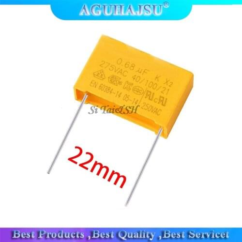 10pcs 0.68uF 10pcs capacitor X2 capacitor 275VAC 680NF Pitch 22mm X2 Polypropylene film capacitor 0.68uF