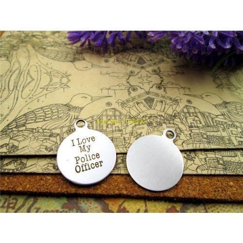 10pcs-stainless steel Charms " I love my officer " DIY Charms Pendants for necklace/bracelet/keychain DIY jewelry