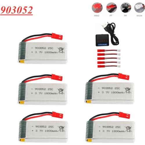 3.7v 1800mAh Lipo Battery +charger for HQ859B HQ898B H11D H11C T64 T04 T05 F28 F29 T56 T57 RC Drone Parts 3.7v Battery JST Plug