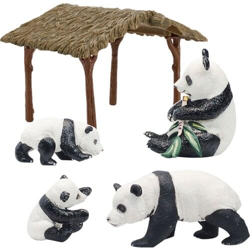 4PCS/set Simulation Animal Mini Cute Chinese Panda Family Model Figure Boys Girls Toys Scenario Car Ornaments Kids Puzzle Gift
