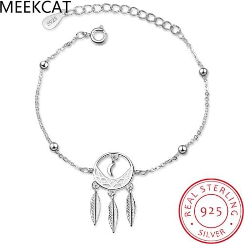 925 Sterling Silver Dreamcatcher Feather Charm Bracelet For Women Bracelets & Bangles For Girls Gift Pulseira Feminina