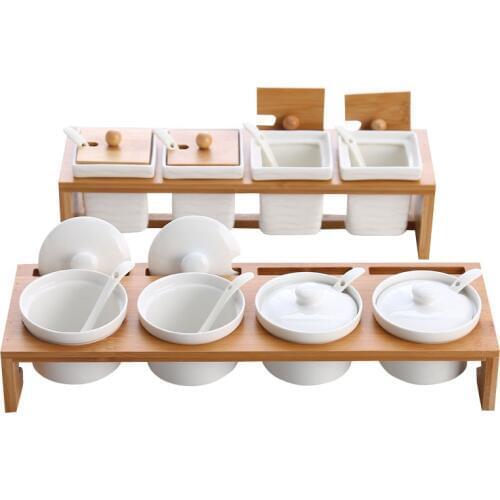 Household ceramic seasoning jar set seasoning salt pot Chili pot with lid kitchen utensils seasoning box