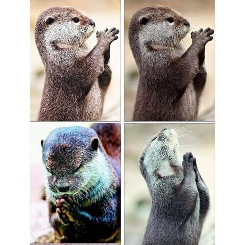 DIY 5D Diamond Painting Full Square Otter Cross Stitch Diamond Embroidery prayer Animals Needlework Round Drill Living Room