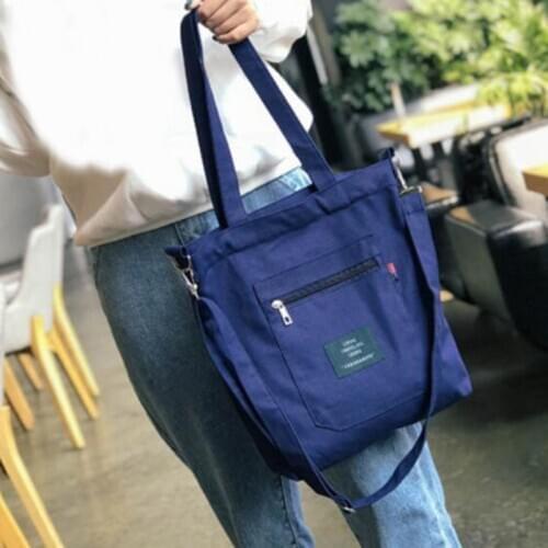 Women Canvas Shoulder Bag Single Shoulder Zipper Cloth Handbag Reusable Eco Shopping Bag Bolsas De Tela Fashion Storeage HandBag